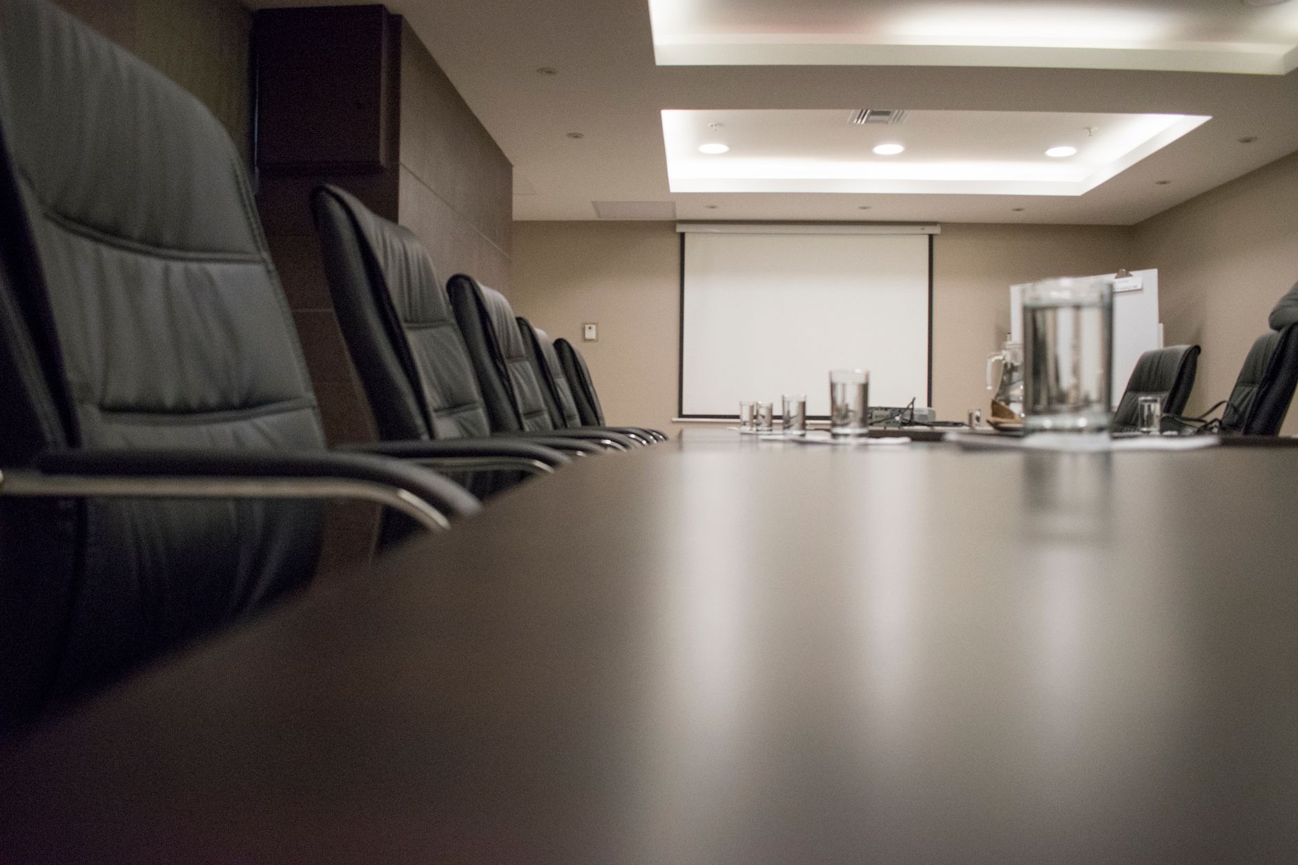 Clean boardroom meeting